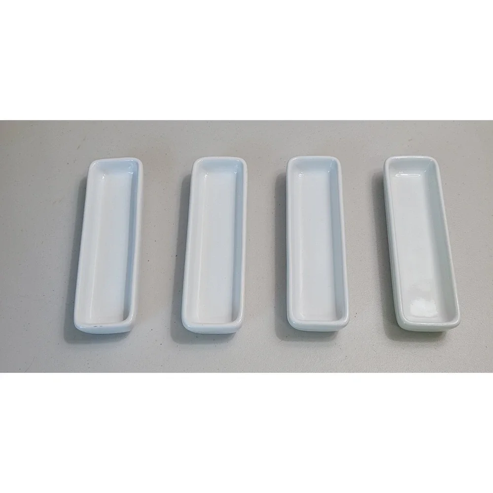 Pampered Chef Simple Additions White Ceramic Rectangular Appetizer Plates Set 4
